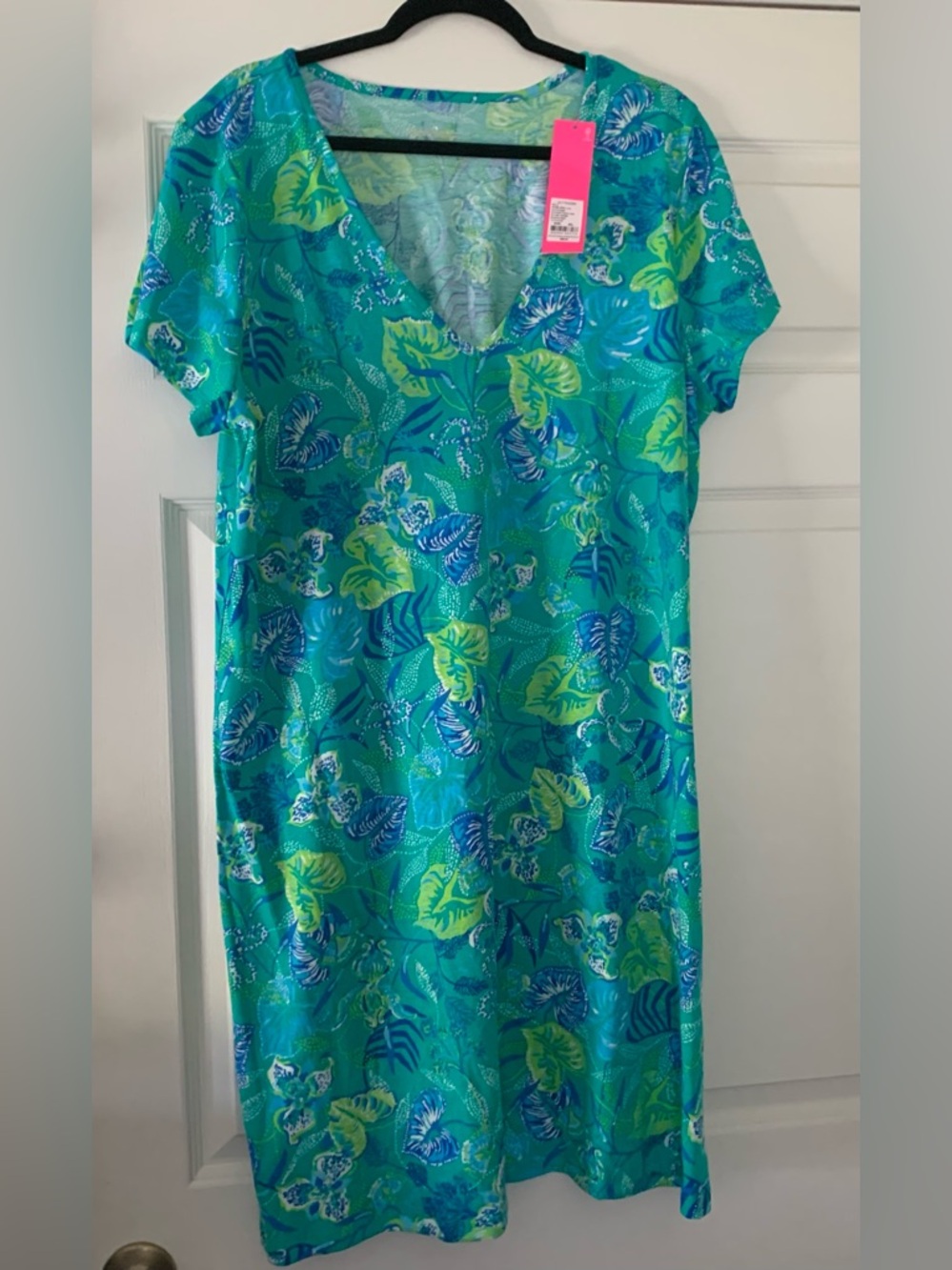 NWT Lilly Pulitzer Etta Teal & Blue Tropical Print Dress XXL
